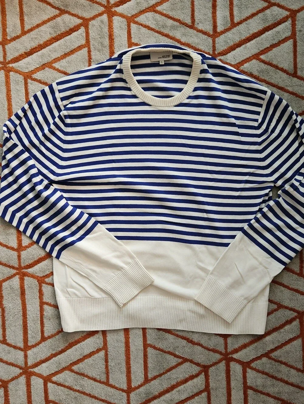 Jack Spade - Striped Crewneck Sweater, Blue & White, Size Large